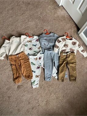 Carter's, Cat and Jack, Neutral Multi-Pack Jogger Sets - Brown, Gray, 18 months